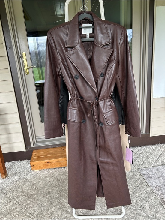 Avec Les Filles Jackets & Blazers - Avec Les Filles Chocolate Brown FAUX Leather Trench Coat NWT